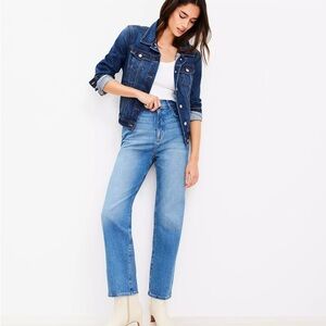 LOFT High Rise Ankle Straight Jeans in Vintage Mid Indigo / Medium Wash